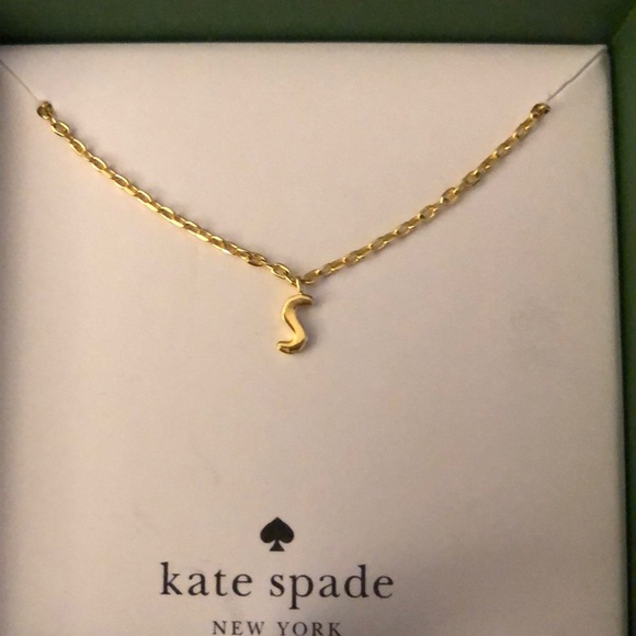 Kate Spade Gold Tone One In A Million Letter S Initial Pendant Necklace NWT Box - Picture 10 of 14
